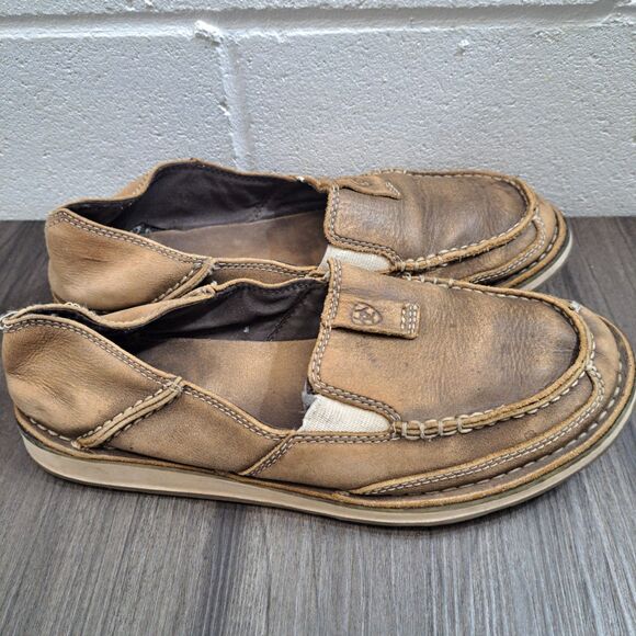 Ariat Moc Style Loafers Cruiser Brown Leather Casual Moc Toe Slip On Shoe Size 7 - Picture 3 of 8